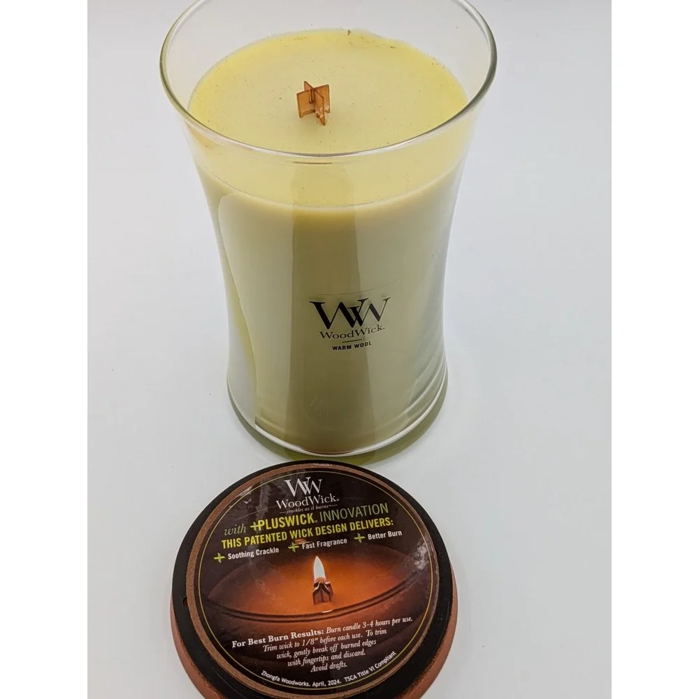 WoodWick Warm Wool Large Jar Candle 21.5 oz wick Technology Crackles as it Burns